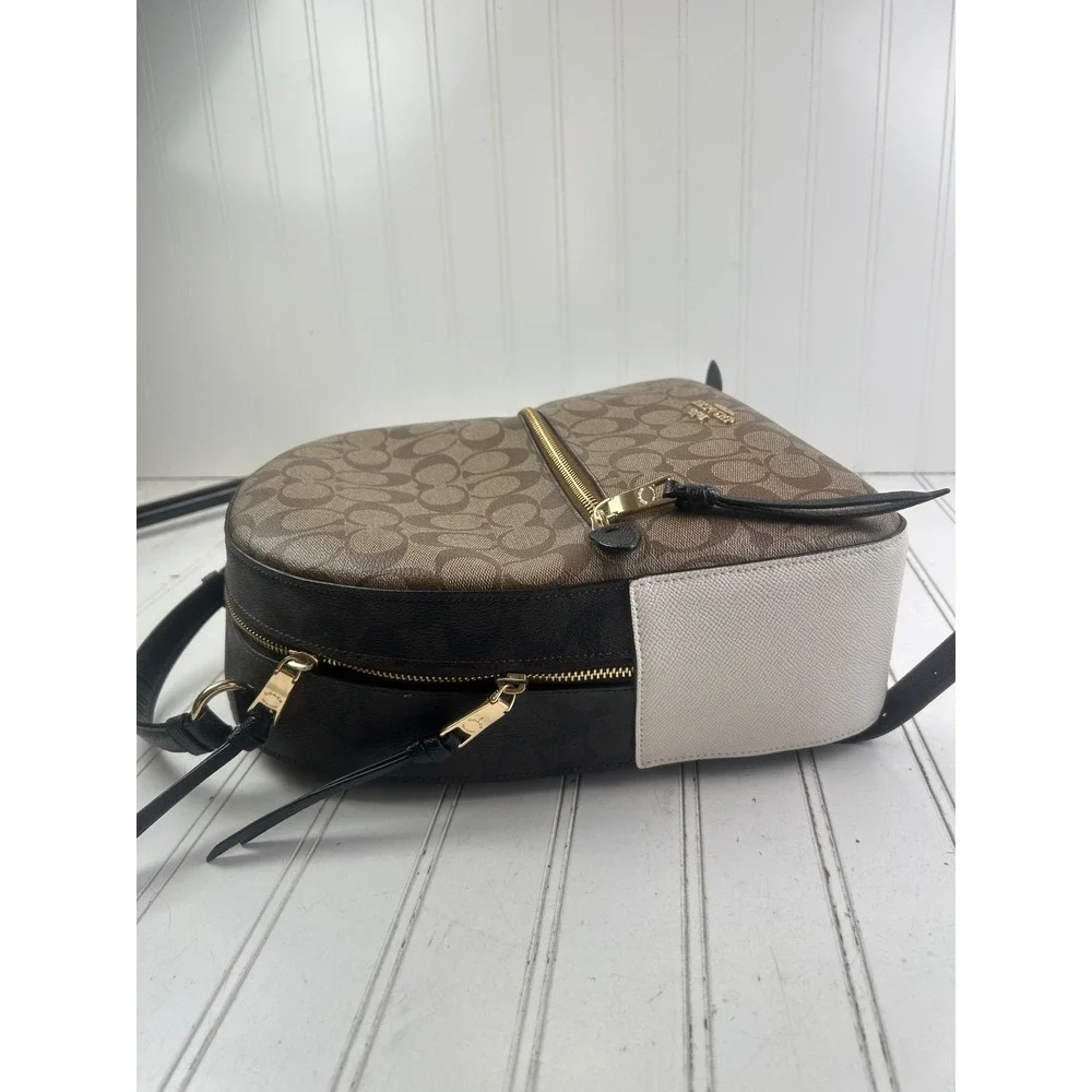 Coach Brown Signature Canvas Mini Backpack with Black Trim
